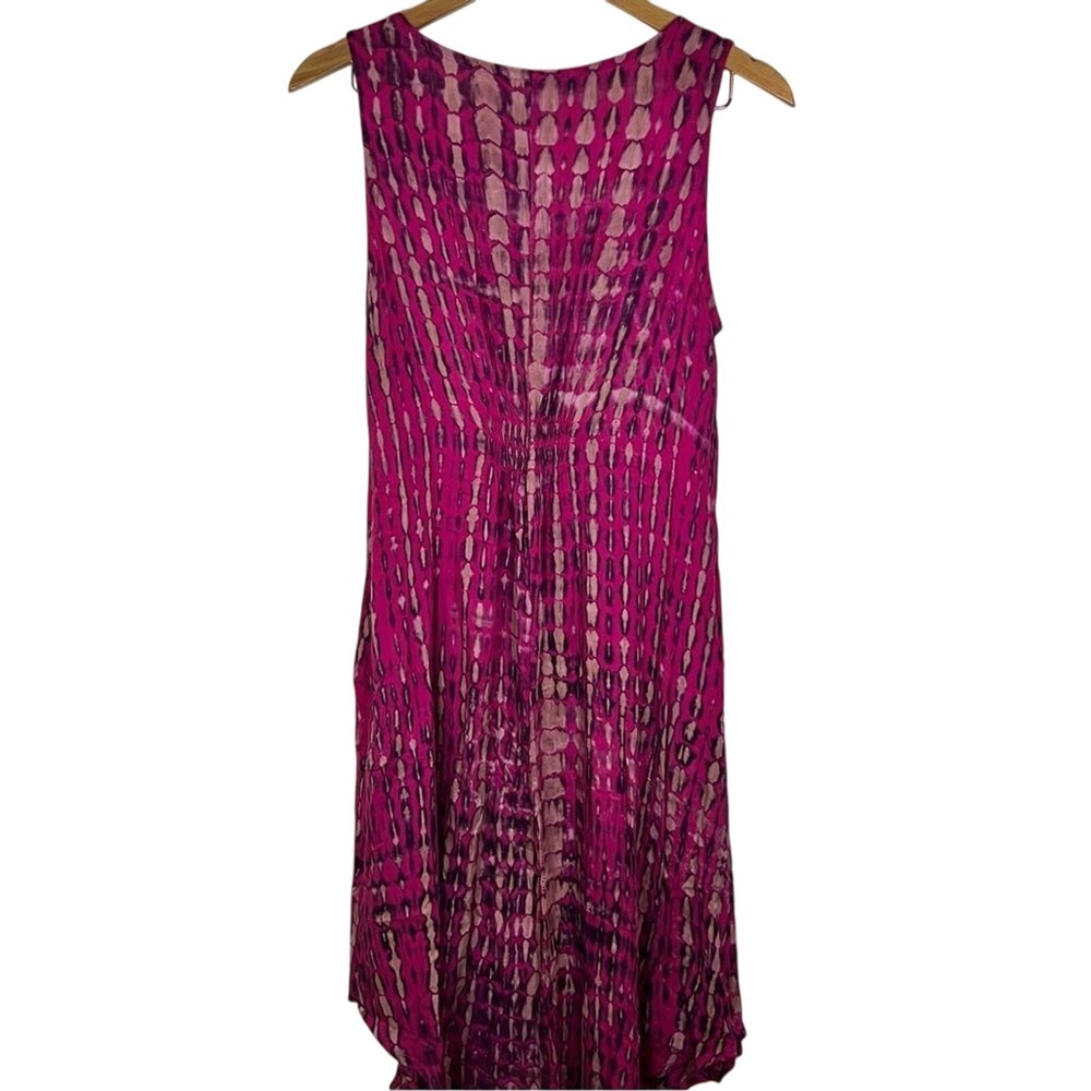Soft Surroundings Tie Dye Flowy Dress Sz PM 100% Rayon Asymmetrical Boho - Picture 9 of 9